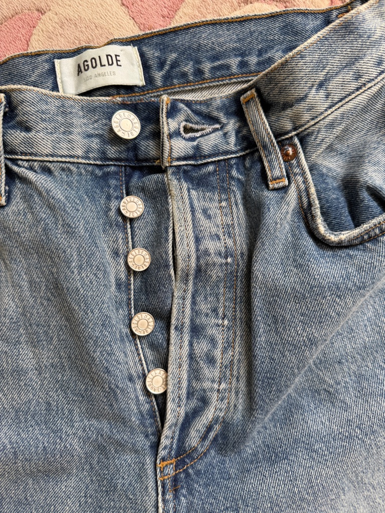 Agolde Buttoned Front Distressed Jeans
